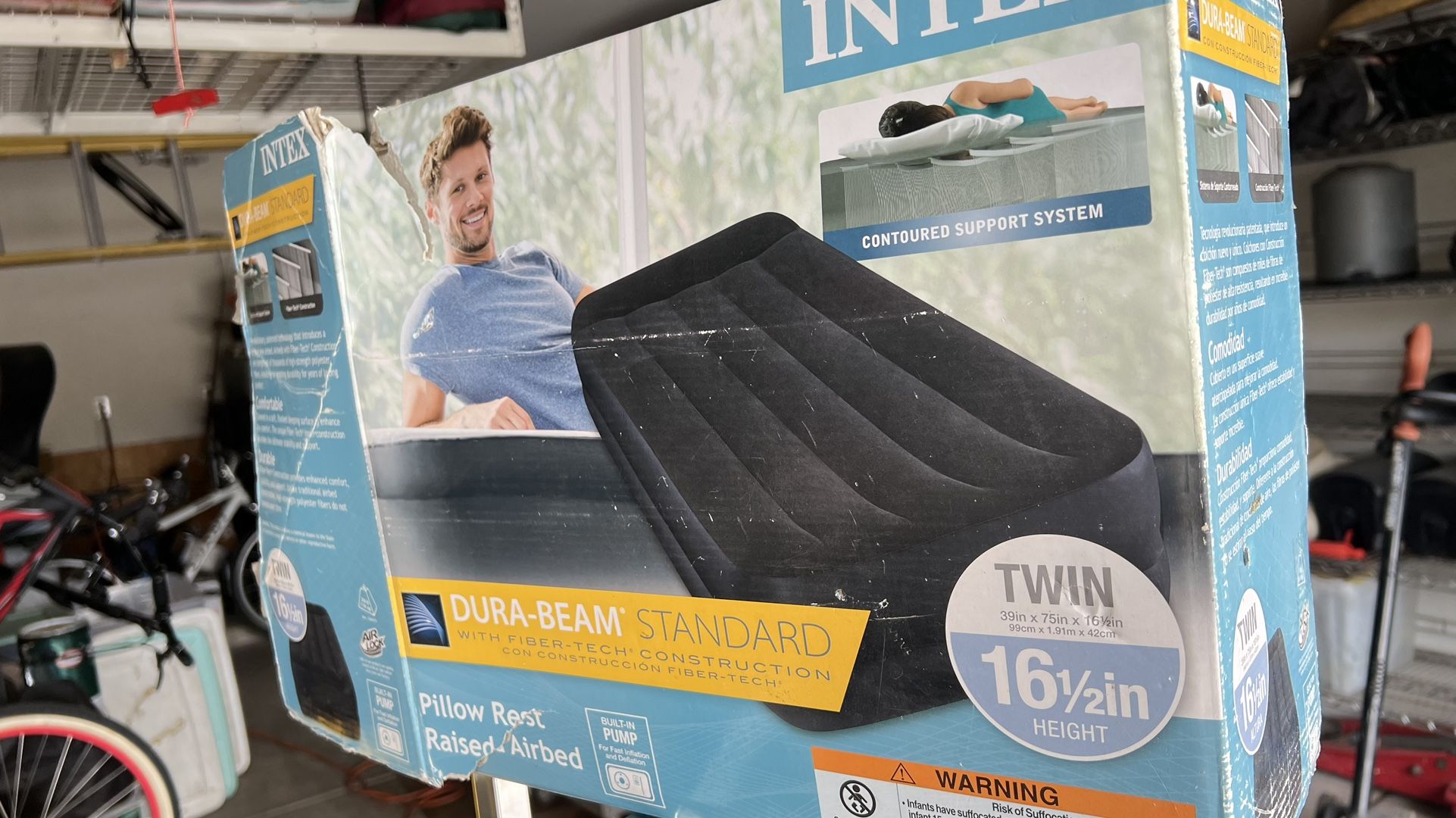 Intex Twin Air Mattress w/ Built-In Pump – Like New