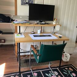 Desk! Real Wood And Metal. 