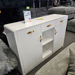 Brand New Server White Acrylic 3 Drawers & Wine Rack $299 