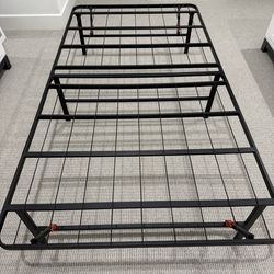 Amazon Basics Foldable Metal Platform Bed Frame with Storage, Sturdy Steel Support, No Box Spring Needed, 14-inch High, Tool-Free Setup, Twin Size, Bl