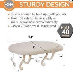 K&H Pet Cat Kitty Sill Window Perch Bed Seat - Washable Cover – Fleece Heated
