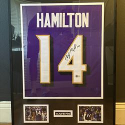 Baltimore Ravens Kyle Hamilton Signed Beckett Authenticated Jersey Framed