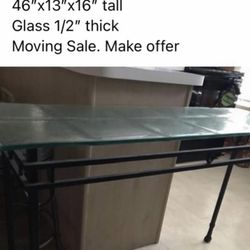 Glass and Wrought  iron table