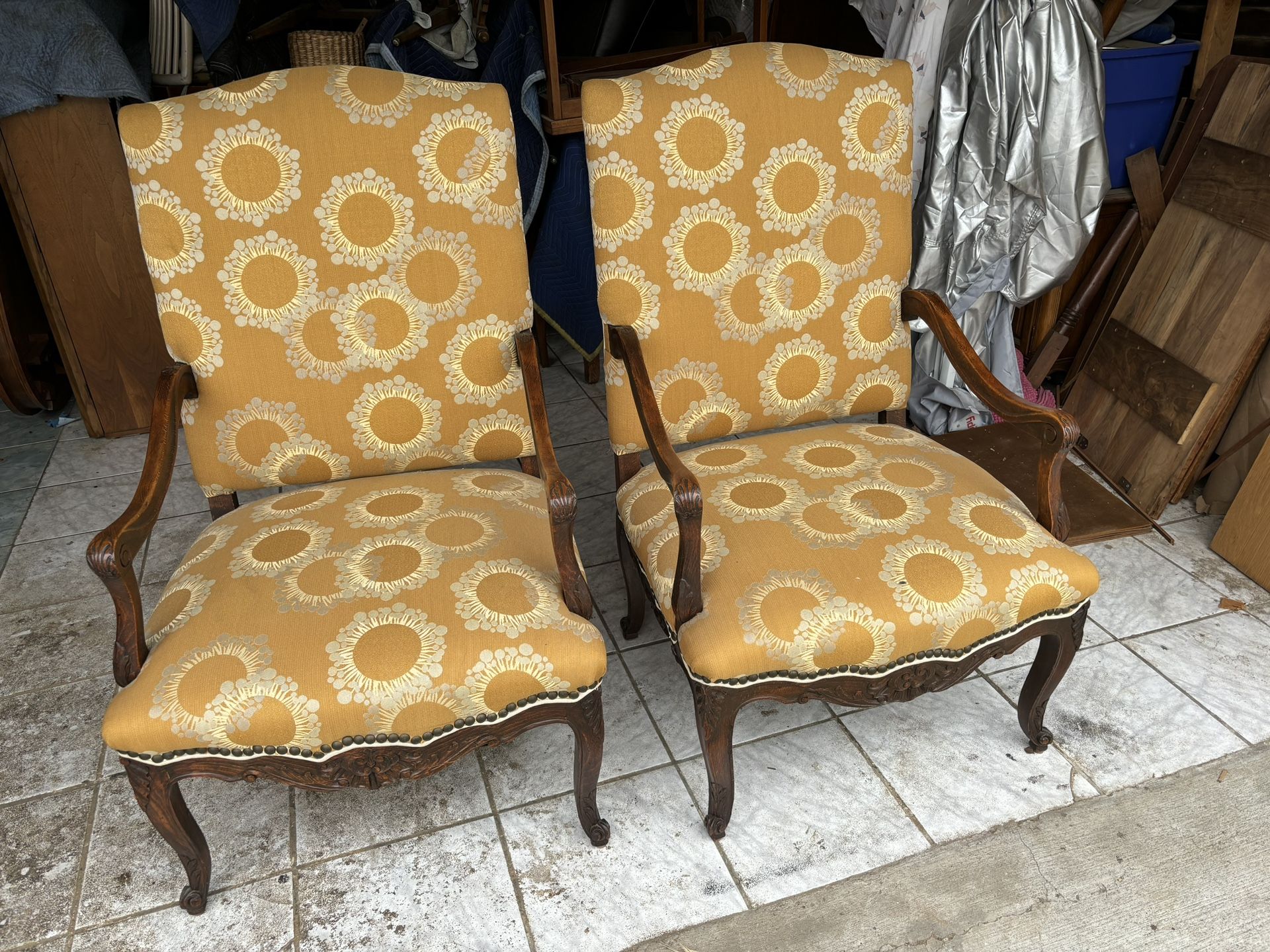 Pair Of Antique Country French Chairs. 