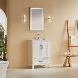 Fully Assembled 24'' Freestanding Single Bathroom Vanity with Top