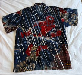 Spider-Man Rainy day in Queens Vintage Button Up Shirt Size: Large