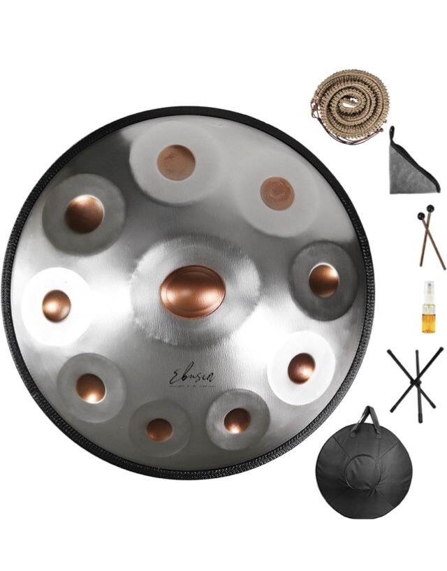 Handpan Drum 22 Inches D Minor Kurd, 10 Notes 440 hz Handpan Drums for Adults