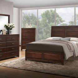 Brand New Brown 4PCs Queen Bedframe