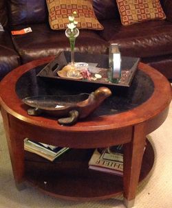 Lane coffee table p, wood, granite and casters