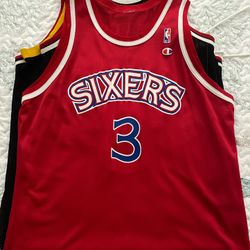 Allen Iverson Rookie 76ers Champion Jersey Size 48 Xl