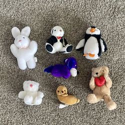 7 Vintage 90s Mini Plush Dolls Stuffed Animal Lot