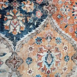 ROYHOME Washable Area Rug /orange,blue,brown,gray,red,cream and beige/8’ x 10’/ | Non-Slip