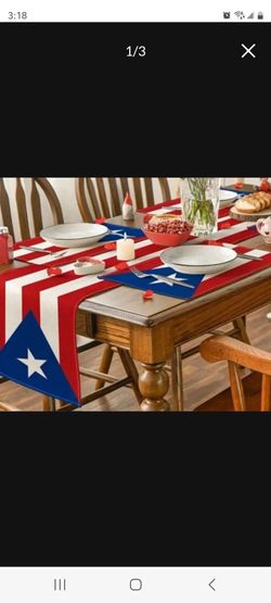 Table Runner & Mats- 5pc Puerto Rican Flag