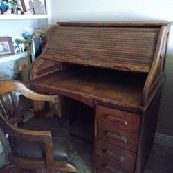 1940 Roll Top Desk With Chair $300.00