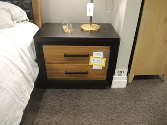 Rotta Carbonado 2 Drawer Nightstand - Two-Tone Natural Walnut With Black | Bedside Table | Bedside Cabinet