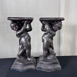 Large Heavy Cherub Pedestal Stands