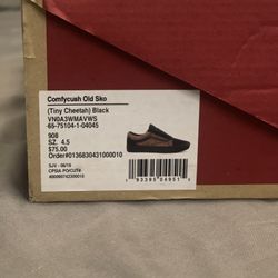 Tiny Cheetah Black Vans Women Size 4.5 Brand New! 