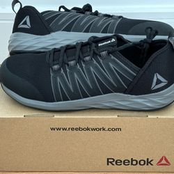 NEW REEBOK ASTRORIDE BLACK AND GRAY STEEL TOE WORK SHOES SNEAKERS SIZE 11W