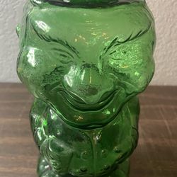 Vintage Indiana Tiara Apple green glass W C Fields Mountaineer  Man decanter