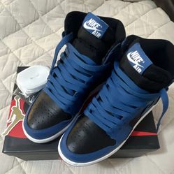 Nike Air Jordan 1 Retro High OG GS Blue Black White Boys US 6Y Sneakers