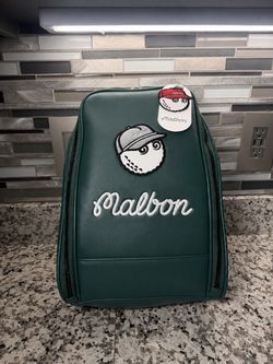 Malbon Golf Shoe Bag Green Leather