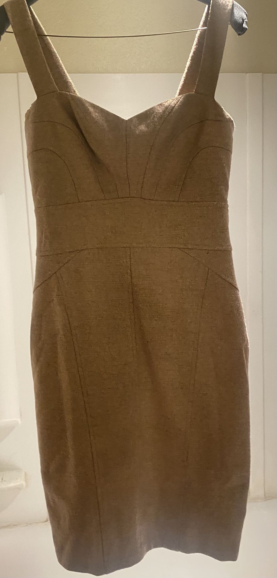 DIANEVOs FURSTENBERG gold midi pencil dress with zipper back