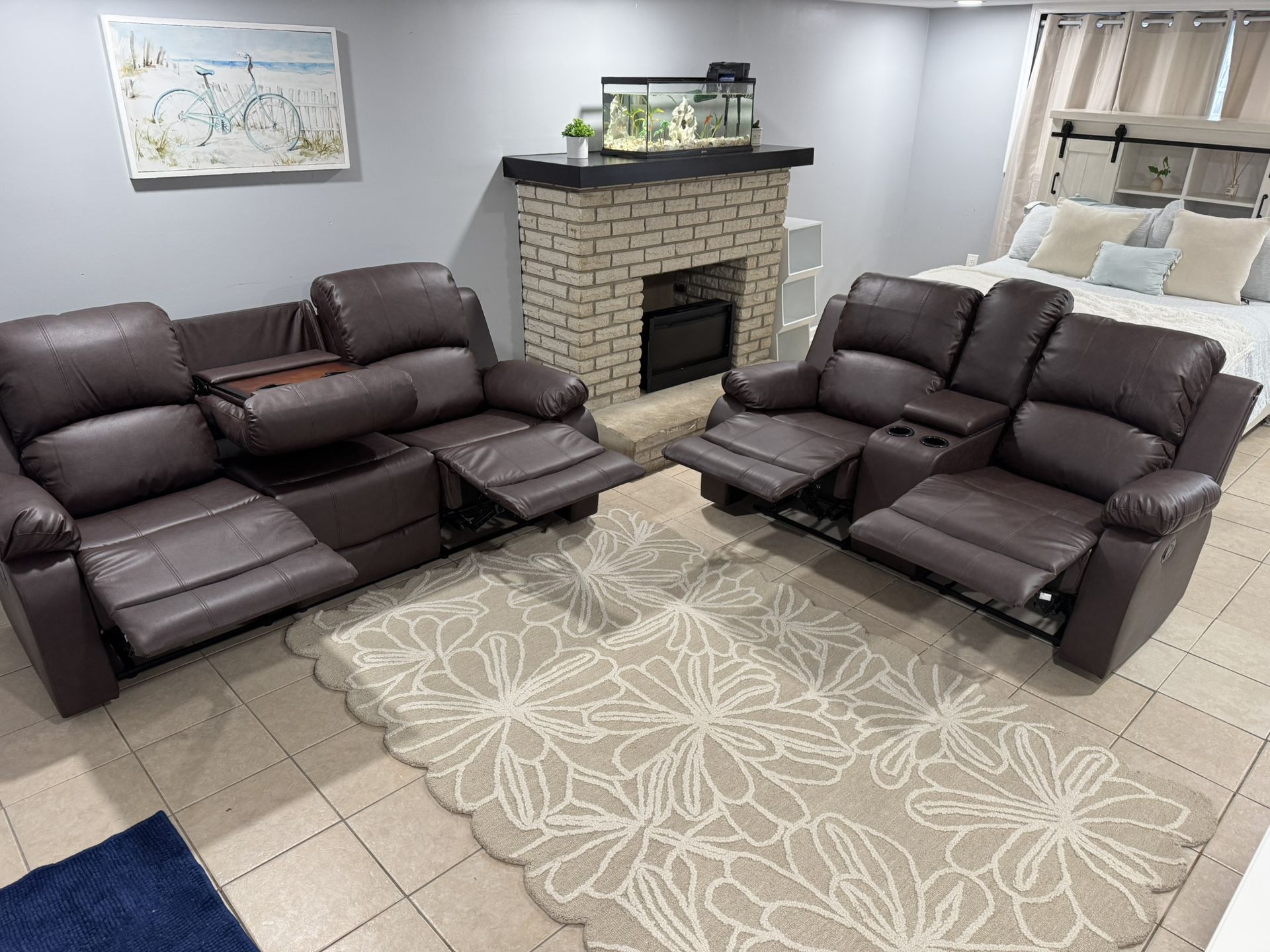 FREE DELIVERY ๐ AND INSTALLATION - BRAND NEW ๐ IN ๐ฆ BROWN LEATHER RECLINERS 2-PCs Set (Chair)
