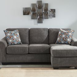 2 Piece Reversible Sofa Chaise In Slate Grey Fabric