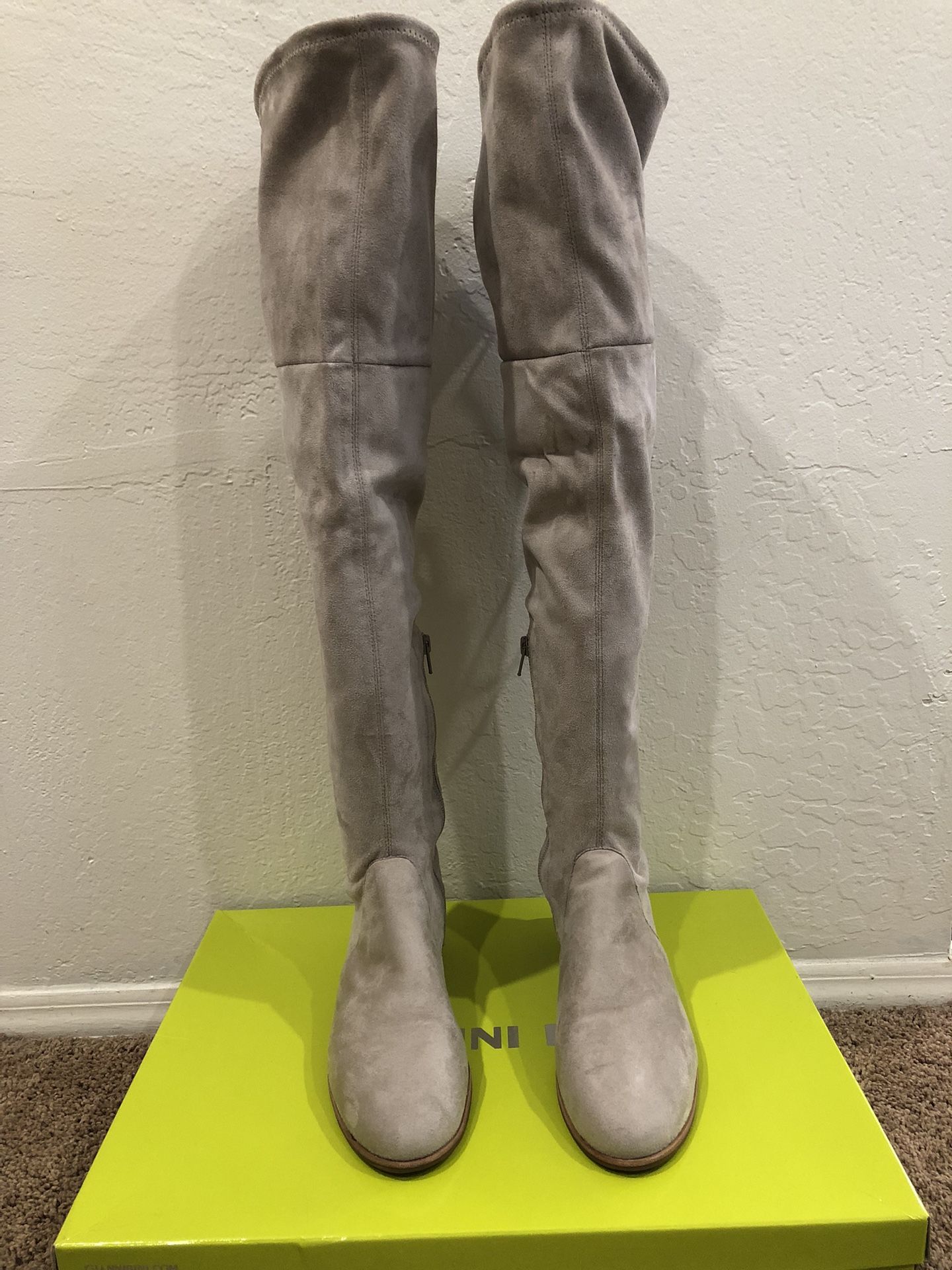 Gianni Bini Fremaux Thigh-high Boots - Snowy Taupe - Size 7.5