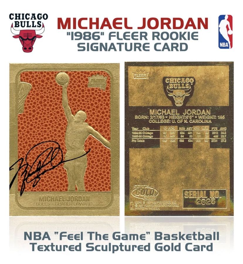 1996 MICHAEL JORDAN Fleer '86 ROOKIE Feel The Game NBA 23K Signature GOLD Card