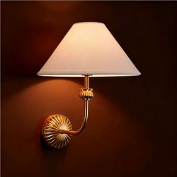 Vintage Style Solid Brass Wall Sconce with Linen Shade 11” x 14.8”