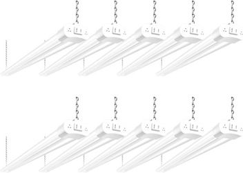 hykolity 10 Pack 4FT Linkable LED Utility Light Fixture, 4400lm, 42W, 5000K Daylight for Workshop, Garage, Hanging or Surface Mount, with Power Cord, 