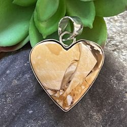 Brecciated Mookaite Jasper Gemstone Heart 1.8” Silver Pendant