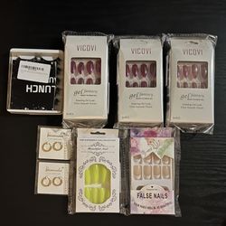 Glam Pack (5 Packs of nails, 5 sets of eyelashes and 2 sets of gold earring)
