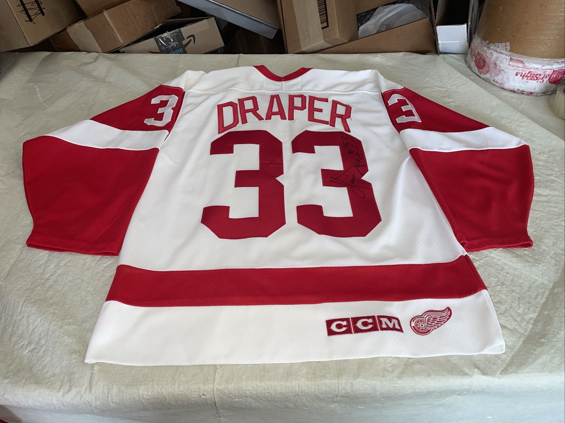 Auto Kris Draper Detroit Red Wings Jersey Mens Medium Ccm Mic Sewn Vintage Clean