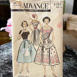 Advanced Vintage 1950s Style Dresses Sewing Pattern #8285 Size 14