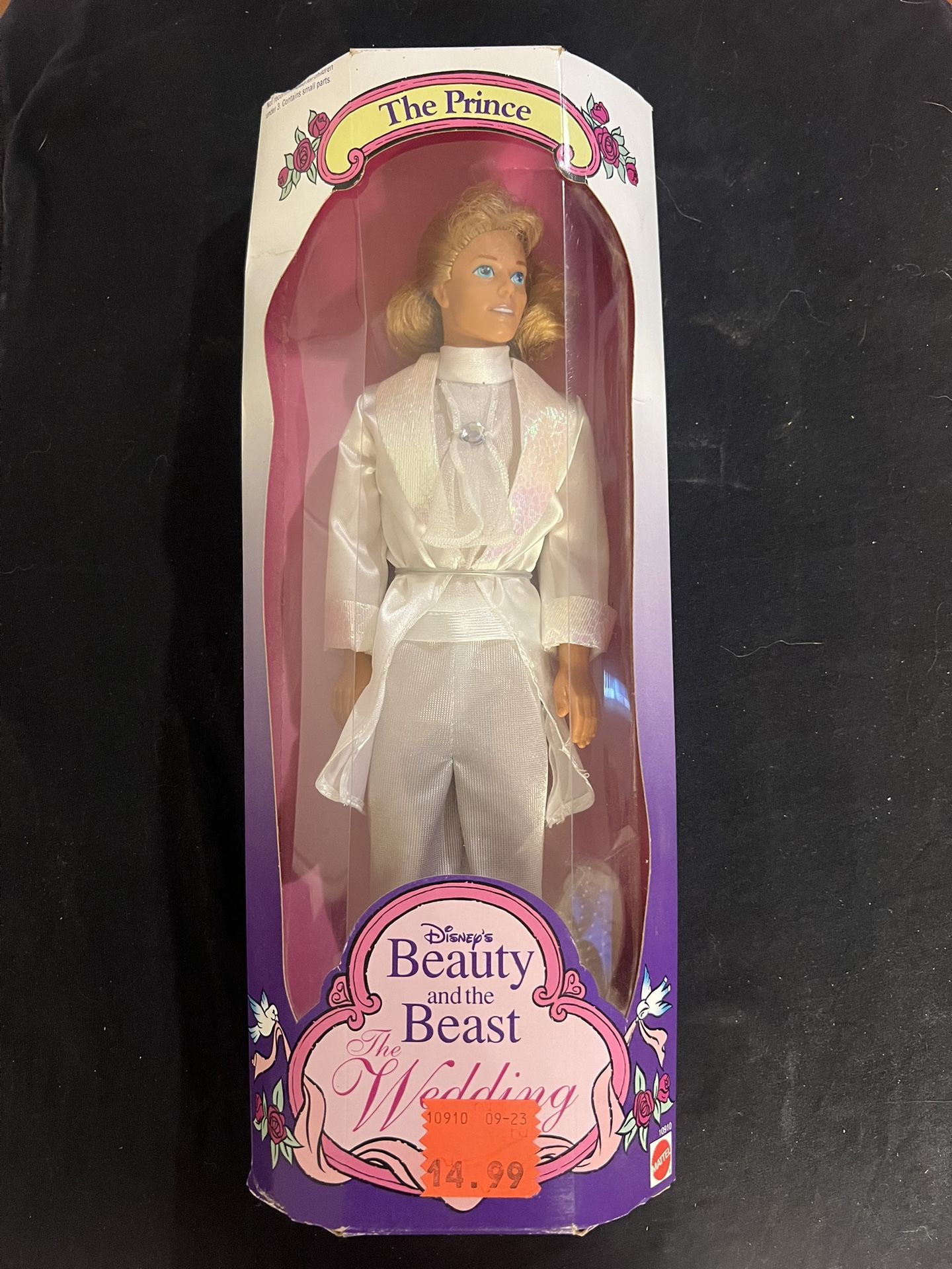 Vintage 1993 Disney Beauty and the Beast Wedding The Prince Doll Mattel 10910