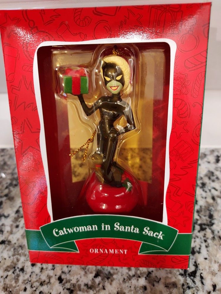 Vintage Warner Bros Studio Store Catwoman In Santa Sack Christmas Ornament - New In Box 