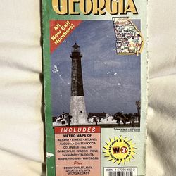 **VINTAGE** USA GEORGIA Paper Folding Road Map - Good Condition - 1980/1990s