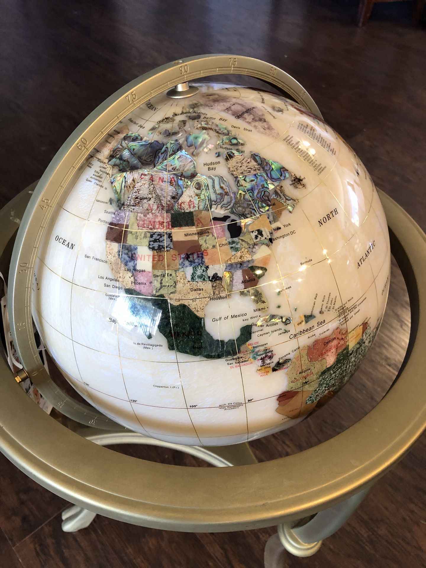 Vintage Alexander Kalifano 36” Gemstone Globe