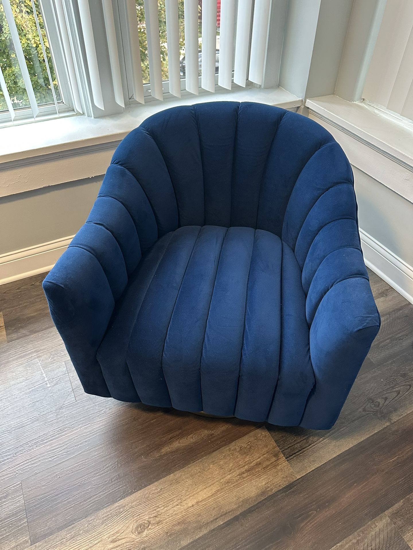 2 Like New Velvet Swivel Barrel Chairs