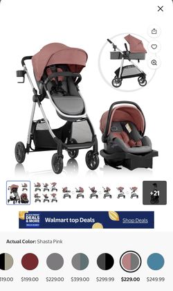 Evenflo Omni Plus Modular Travel System with LiteMax Rear-Facing Infant Car Seat (Shasta Pink)