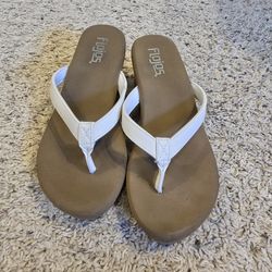 White Pleather Wedge Sandals