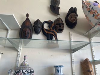 African Carved Wooden Masks Set of 6