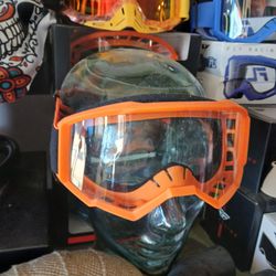 Orange Motocross Goggles with Clear Lens