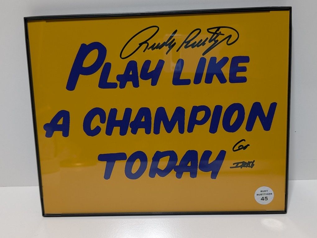 Rudy Ruettiger Signed Play Like a Champion Today 8x10 Photo Go Irish Inscription – Autographed