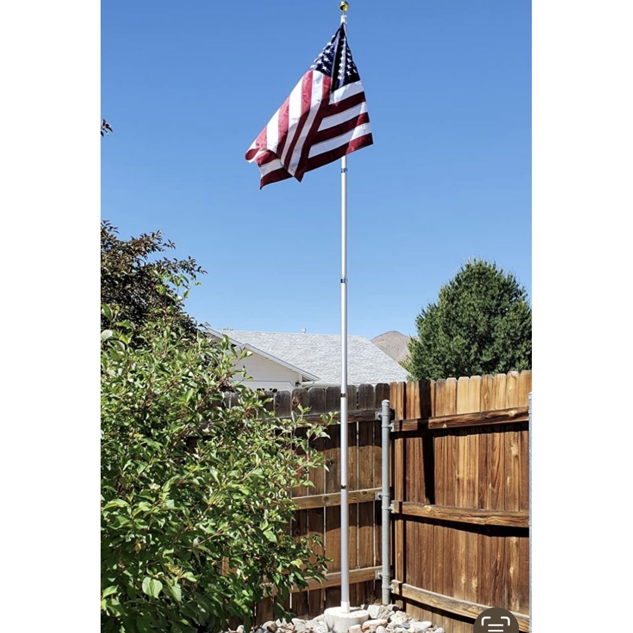 20 Feet Telescoping Flag Pole Kit, Aluminum Outdoor In Ground Flag Poles with USA Flag. Includes Solar Flag Pole Light