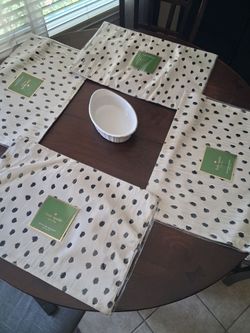 Kate spade "flamingo dots" pattern fabric placements- lot of 4