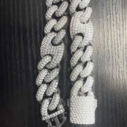 Moissanite  Diamond Chain White Gold Silver Mariner Link 