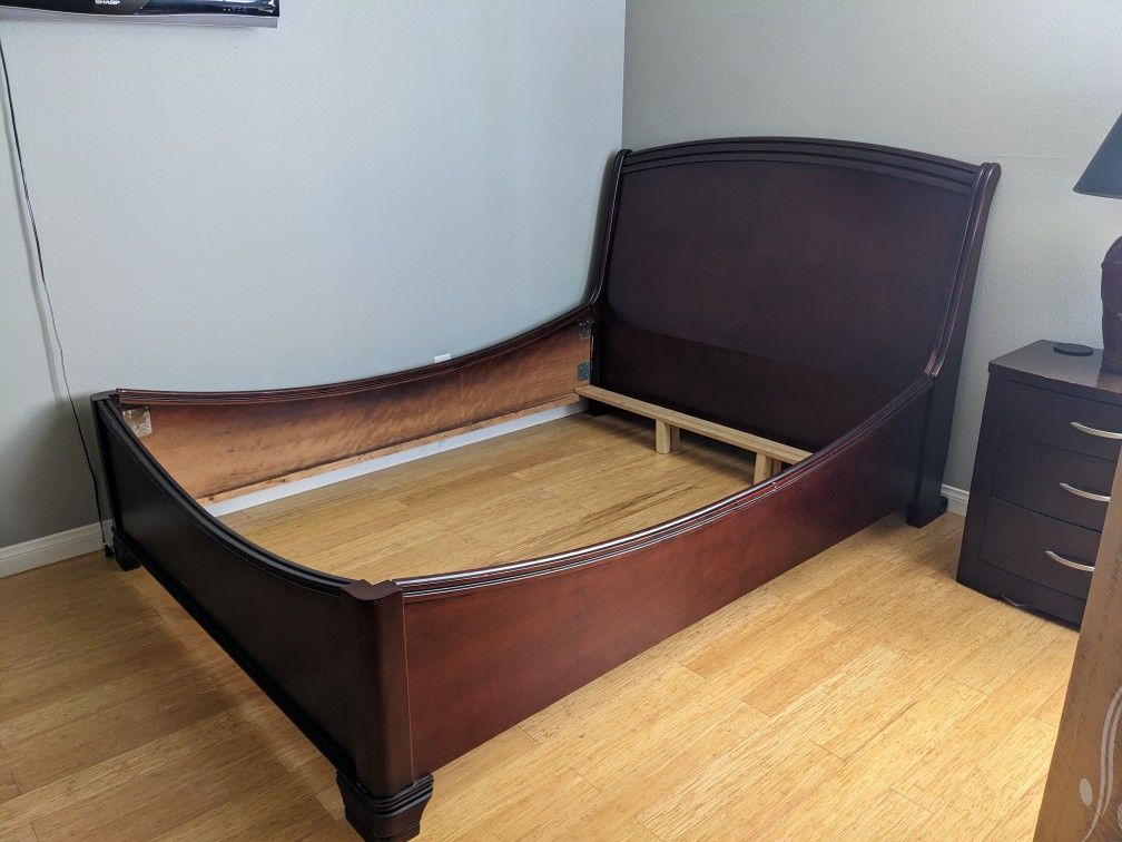Queen bed frame - all wood sleigh frame